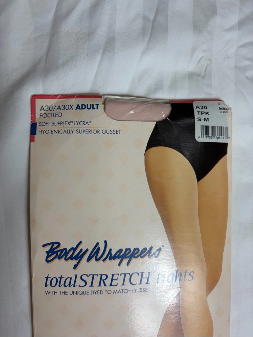 NWT Vintage Y2K Body wrappers total stretch nylon pink footed tights size S-M
